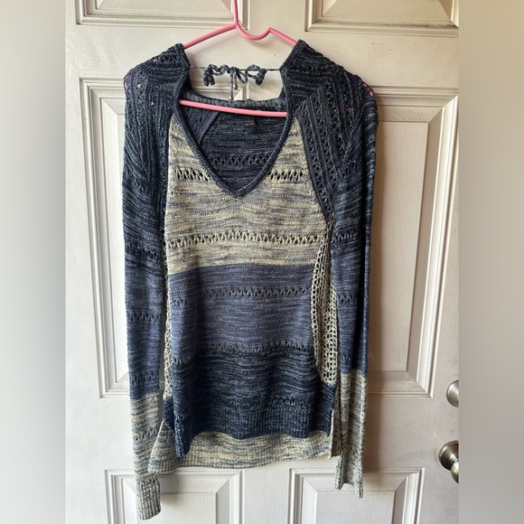 INC International Concepts Navy and Gray Textured Sweater - Picture 1 of 3